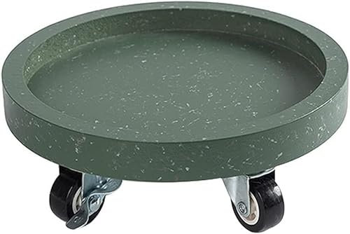 Robuster Pflanzenwagen mit Feststellrädern, rollender Pflanzenständer in Steinoptik, runder Pflanzpaletten-Topfwagen mit Feststellrädern für drinnen und draußen (Farbe: Grün, Größe: 26 cm 10,24 Zoll)