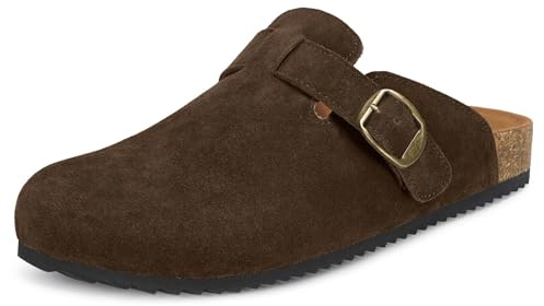 Zoccoli e Sabot Donna Ciabatte Chiuse con Uomo Scarpe da Giardino Pantofole in Pelle Comodo Slip on Sandali Antiscivolo caffè 43