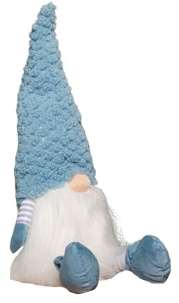 Samuel ALEXANDER 53cm Blue Sitting Christmas Gonk Decoration with Knitted Hat and Dangly Legs