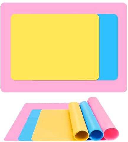 3 Pièces Épaissir Tapis Silicone, Tapis Peinture Enfant PVC, Antiadhésif Tapis en Silicone pour Résine, Protège Efficacement le Bureau, idéal pour la Peinture et Autres Activités Manuelles