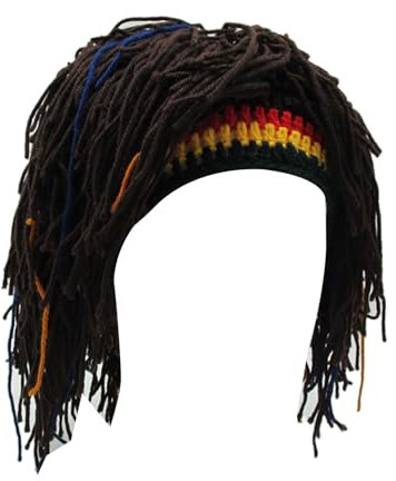 Strickmütze für Herren, Barthut, Haare, Rastas, Perücken, Beanie-Mützen, handgefertigt, Häkelmütze, Damen, Wintermütze, Halloween-Kappen