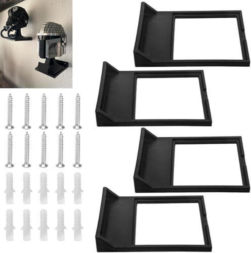 4 Pack Wars Helmet Display Shelf for Lego Star Wars Helmet for All Standard Le-go Helmets, Ideal for Mounting on Any Wall