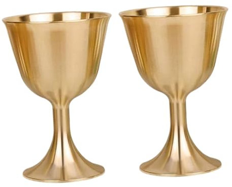 Amosfun 2 Pz calice di rame tazze sacrificali coppa per l'offerta dell'acqua coppa d'acqua sacrificale coppa di rame coppa di vino buddista coppa del buddismo coppa sacra decorativa Golden