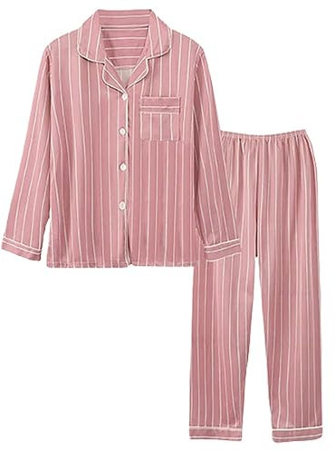 Pigiami Donna Caldo Cotone Pigiami Aperto Davanti Lungo Manica Lunga Pigiama Due Pezzi Con Bottoni Invernale Set Pigiama Leggero Scollo V Morbido Pigiama Da Notte Curvy Casual Da Casa Confortevole