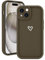 Micoden for iPhone 15 Case Cute Girls Silicone Shockproof Protective Bumper Case with Love Heart Pattern Design for iPhone 15-Brown