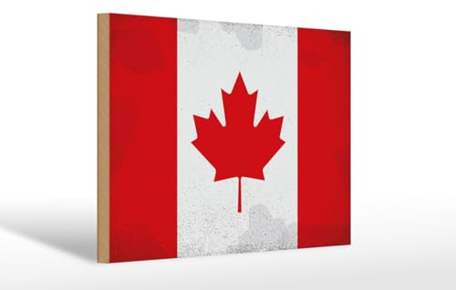 mrdeco Holzschild 12x18cm Kanada Flag of Canada Vintage Holz Schild