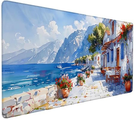 Alfombrilla Ratón XXL 800x300x3mm, Gaming Alfombrilla Ratón MontañA, Alfombrilla Escritorio con Base de Goma Antideslizante, Alfombrilla Teclado y Raton, Pc Gaming Accesorios, Regalos, Blanco W-U-N
