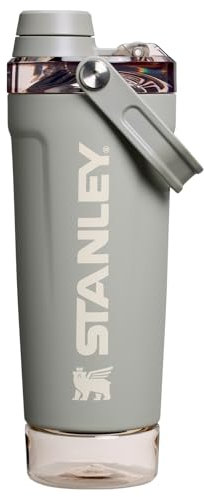 Stanley Bouteille shaker Activate de 591 ml – Gobelet shaker isotherme étanche en acier inoxydable | Rangement de base et couvercle à visser à débit rapide | Shakes protéinés et poudre de