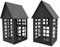 Windlicht Metall Haus schwarz 2er Set Teelichthalter Deko Laternenhaus 21 cm Kerzenhaus Teelichthaus Lichterhaus