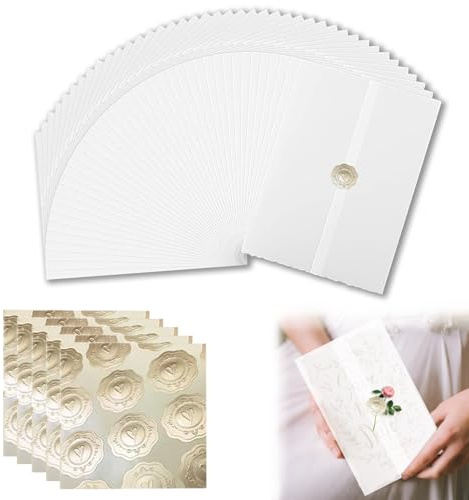Xiciki 55pcs Pre-Folded Vellum Jackets 5x7 Translucent Vellum Paper | Translucent Vellum Wraps, Fits 5x7 Envelopes Cards, for Wedding Invitations Sleeves, Birthdays, Baby Shower and DIY Crafts