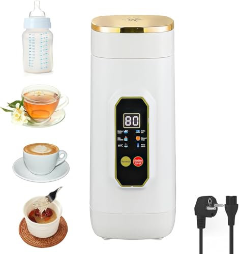 Bouilloire de Voyage Petite, 450ml Mini Bouilloire avec 6 Réglages de Température Indicateur de Température LED en Temps Réel Bouilloire Électrique Portable pour Thé, Lait Infantile, Café, Camping