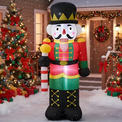 122 cm Weihnachtsdekoration aufblasbarer Nussknacker Soldat, eingebaute LED-Leuchten für Weihnachtsdekoration im Freien und im Freien