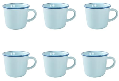 Nexvoro 12 Ounce (360ml) Porcelain Coffee Mugs, Set of 6 Mugs for Coffee, Tea, Milk, Cocoa, Light Blue