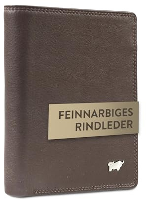 BRAUN BÜFFEL Herren Geldbörse aus echtem Rindsleder Golf mit RFID Schutz - Hochformat Geldbörse mit 7 Kartenfächern + Loop Edles Braun