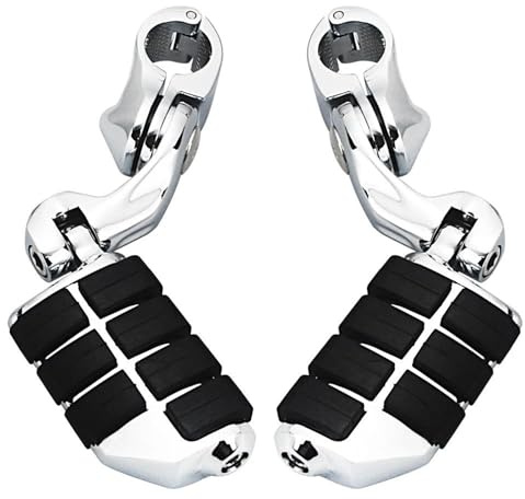 RORVECQ Pour Harley Pour Davidson CVO Pour Road Pour King Pour Street Pour Glide Pour Sportster 1.25 32mm Repose-pieds Autoroute Cale-pieds(Chrome)