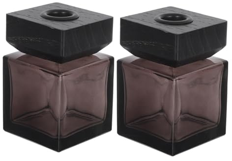 OUNONA Glas Diffusorflaschen Quadratisch 100 Ml Nachfüllbar mit Holzdeckel Aromatherapie Raumduft Flaschenbehälter für Auto Schlafzimmer Büro