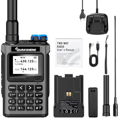 QUANSHENG UV-K1 Walkie-Talkie Handheld Ham Radio, Air Band Receive 50-600MHz, Wireless Copy, One Key Frequency Match, Type-C Charging, NOAA Weather, 200 Kanäle, VOX, tragbares Zwei-Wege-Radio