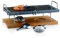 Brandani 58654 pietra ollare con base in legno, supporto in metallo e due fornellini