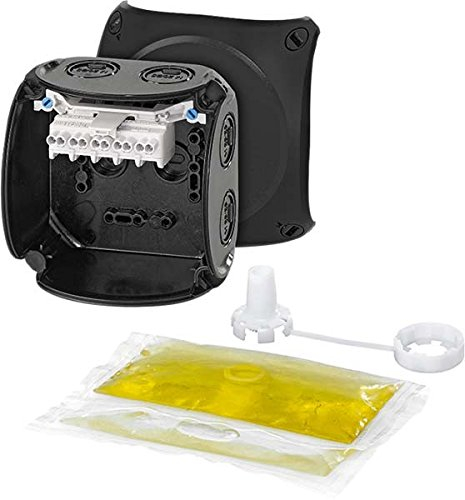 Hensel WP0402B Kabelabzweigkästen zum Vergießen IP68 1,5-2,5 qmm, 3phasig, 4 qmm 1phasig, 5polig, schwarz mit Klemme