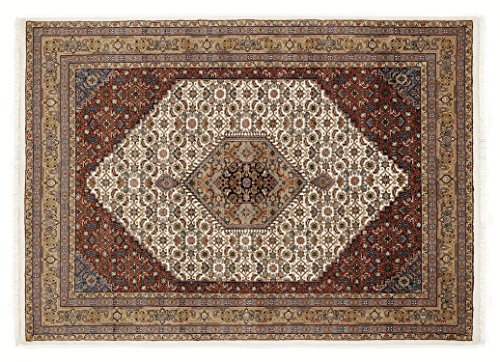 BADOHI BIDJAR echter klassischer Orientteppich handgeknüpft in creme-beige, Größe: 70x140 cm