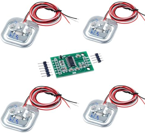 Geekstory 4 Stück 50 kg 110lb Halbrücken Wägezelle, elektronische Wiege-Sensor, Lastenzelle + HX711 AD Wägemodul, Gewichtsmodul für Arduino, Küche Waagen Elektronische Küchenwaage, Schmuck Waagen