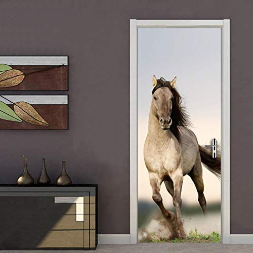 Türaufkleber 3D Türtapeten Fototapete Selbstklebend Tür Wandaufkleber Pferd Wandbild Tür Poster Türbild für Wohnzimmer Kinderzimmer Badezimmer Dekoration 77x200cm, G