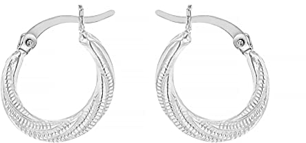 Tuscany Silver Damen Sterling Silber rhodiniert strukturierte Twist Creole Ohrringe - 16,7 mm x 17,3 mm| Tuscany Silver