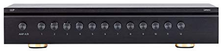 Monoprice SS-Pro 12 High Power Dual Source 300 Watt Peak 12 Pair Impedance Matching Speaker Selector (139067), Black