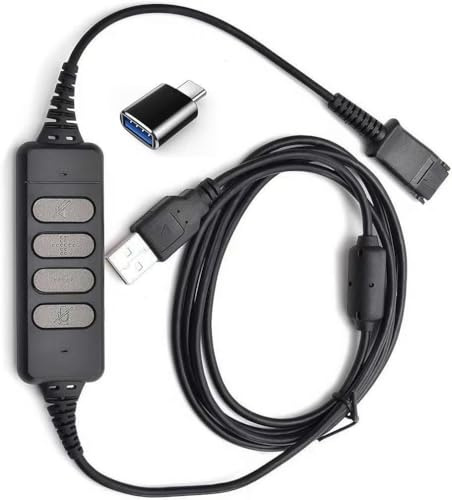 EARSINGER DA80 USB-Audio-Prozessor, USB QD (Quick Disconnect Headset), Stummschaltung für Mikrofon und Lautsprecher, kompatibel mit Planstronics QD-Stecker Headset (1 Kabel)