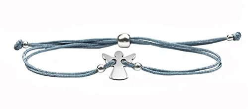 Milosa Schutzengel Armband für Mädchen mit Engel (grau) zur Konfirmation, Firmung, Kommunion, Glücksengel (größenverstellbar)