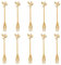 Lot de 10 fourchettes créatives en acier inoxydable - Motif feuille d'or - 12 cm - Accessoire de cuisine, fête de mariage - Doré