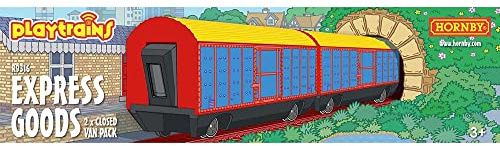 Hornby Playtrains – Express Goods geschlossenes Lieferwagen-Paket für ferngesteuerte Batteriezüge von Playtrains – Kinderspielzeugeisenbahn-Set-Zubehör für Kinder ab 3 Jahren, Mini-Modelleisenbahnen