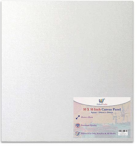 10 X 10” / 25 x 25cm Canvas Panel Stretched Blank Canvas Board Primed Artist Boards 100% Cotton for Oil Paint Acrylic Painting Mixed Media White Canvases Painting Panel (10x10 Inch - 1 Board)
