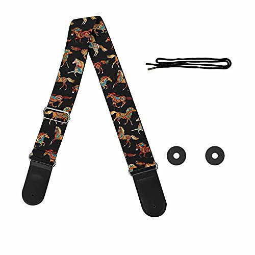 Pizding Starry Gitarrengurt, verstellbarer Schultergurt, Ersatz für Handtasche und Bass, Pferd schwarz, One size