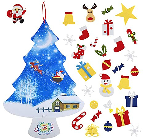 Valink Filz Weihnachtsbaum für Kleinkinder, Weihnachten Filz Anhänger Set mit Seil Weihnachtsbaum hängende Ornamente Innovative Geschenke DIY Haushalt Weihnachtsdeko