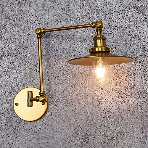 Applique Murale En Fer Forgé Brossé, Cache-pot À Bascule En Métal Imitation Laiton, Abat-jour, Appliques Lumineuses, Réglage À 360 °, Appliques Rétro Dorées Pour Ferme