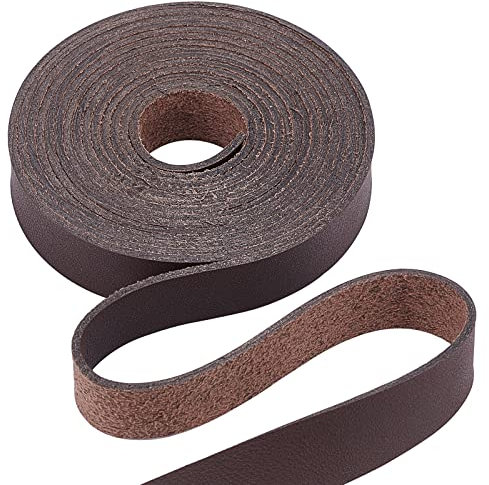 GORGECRAFT Dunkelbrauner Lederriemen 12.5mm Breit 200cm Lang Ledergürtelwickel Einseitig Flache Kordel Für Heimwerker Bastelprojekte Kleidung Schmuck Verpackung Taschen Möbelgriffe