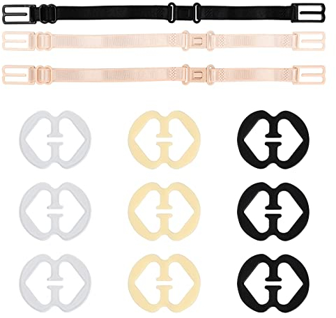 Set da 12 Pezzi Antiscivolo Fermaglio per Reggiseno Accessorio per Reggiseno Clip Incrociate per Reggiseno 3 Pezzi Antiscivolo Cinturino di Reggiseno Cinghia Elastica Regolabile con 9 Pezzi Bra Clip