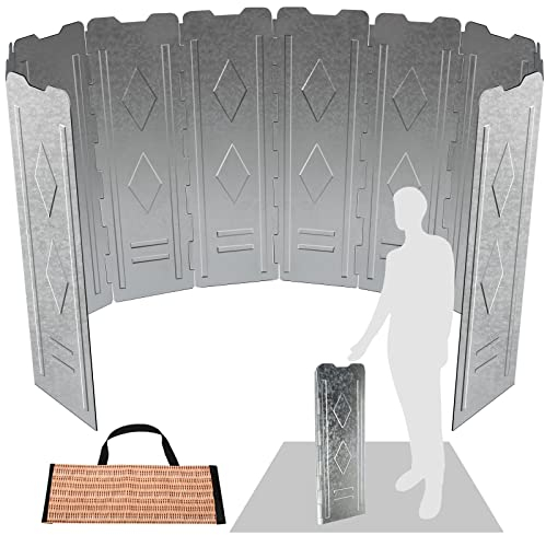 Noosverl 150cm Super gros, Pare-Vent Pliable de 10 Assiettes, Pare-Brise Pliable Extérieur Camping Poêle Vent Bouclier Plaque