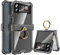 Clear Galaxy Z Flip 4 Case Compatible with Samsung Flip 4 Case Hinge Protection with Kickstand Protective Cover for Samsung Galaxy Z Flip 4 5G (2022) - Black