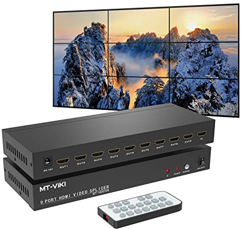 MT-VIKI Video Wall Controller 3x3, Support 1080p 60Hz HDMI Output and 1 Input for 9 TV Splicing Display, 9 Channel Video Wall Processor