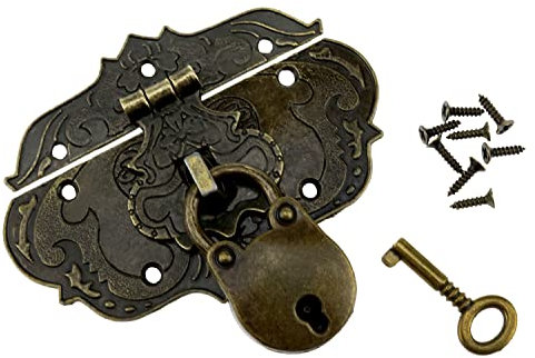 Yocimango Lucchetto vintage in bronzo con gancio e chiusura a fibbia vintage, adatto per decorazioni europee (bronzo)