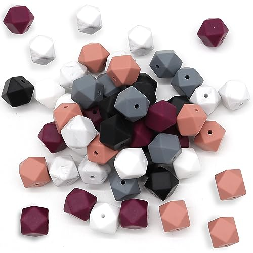 KtbeYTi 48 Stück 14 mm Bunte Silikon Perlen 6 Farben Silikonperlen mit Löchern für DIY Schmuck Armband Schmuck Herstellung Dekoration