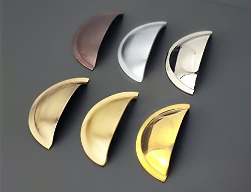 Infinity Decor Shell Cup Handles 86mm - Half Moon Brass Kitchen Cabinet Drawer Cupboard Furniture Pulls (Satin Brass)