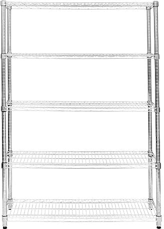 KuKoo Scaffale in metallo a 5 livelli Unità di stoccaggio per carichi pesanti Scaffali regolabili in altezza senza bulloni e piedini di appoggio 1000kg Capacità di peso 45cm x 150cm x 180cm