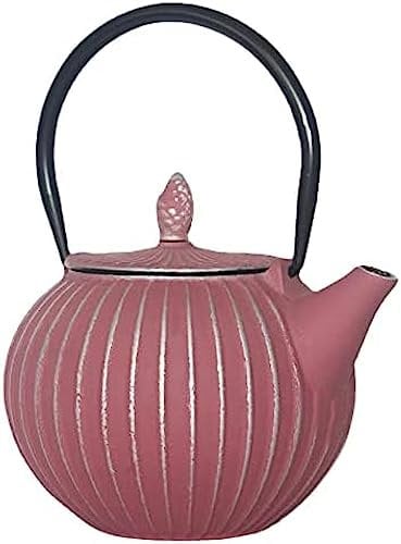 Cast Iron Teapot, Tetsubin Japanese Tea Pot with Infuser for Loose Leaf, Tea Kettle Stovetop Safe Coated with Enameled Interior 18oz, 550ml Pink,Pink-T