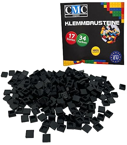 CMC imports 100 x Klemmbausteine Fliesen Tiles Bausteine 1x1 Noppen Kompatibel 34 Farben freie Farbenwahl (650 - Schwarz)