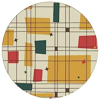 Mid Century Modern bedruckte Keramik-Untersetzer, Set mit 6 saugfähigen Keramikuntersetzern, Getränkeuntersetzer mit Korkboden, Tischschutzmatte für Tassen, Tassen, Büro, Küche