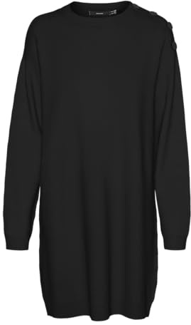 VERO Moda Damen Vmsaba Ls O-Neck Button Dress Ga Noos Kleid (1er Pack)