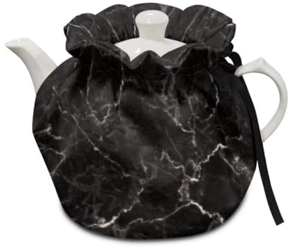 Jeiento Black Marble Tea Cosy for Teapots Keep Warm Tea Kettle Cover Insulated Teapot Cover Washable Dust Cover for Teapots Decorations
